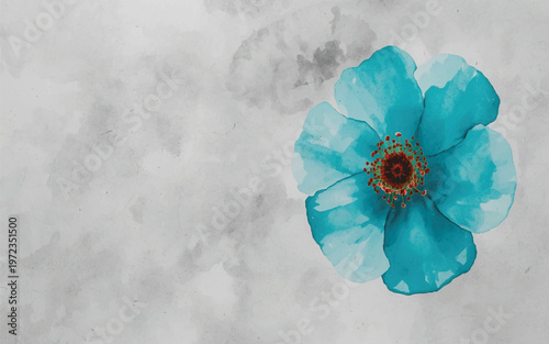 Blooming Azure Delight: A single, vibrant azure flower blossoms, its petals delicately painted against a soft, ethereal backdrop. A botanical marvel