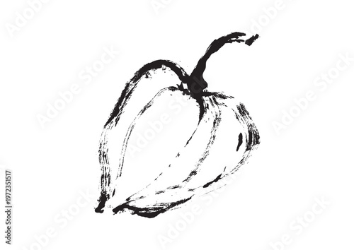 ほおずき和風筆イラスト