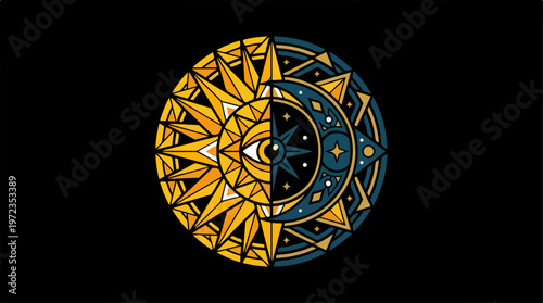 Mystical Celestial Harmony - Sun and Moon Symbolism in Art.