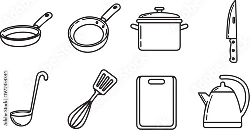 Kitchen Equipment And Cooking Utensils Set Vector Illustration Isolated Culinary Elements