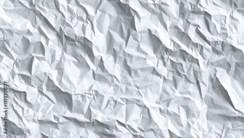 Close-up of Textured Crumpled White Paper Surface Background.