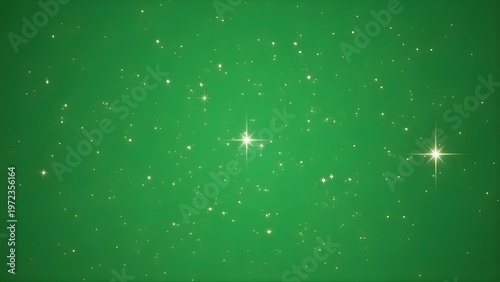 Bright Stars Sparkling Against Vibrant Green Background