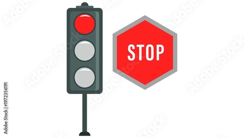 traffic light on a white background animation footage