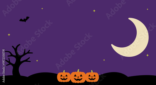 Crescent Moon Halloween Background with Generous Negative Space
