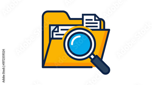 Magnifying glass on a folder icon.