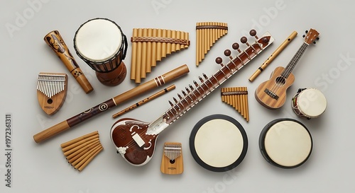 Musical instruments collection still life