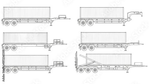 Industrial generator set technical drawings from multiple angles