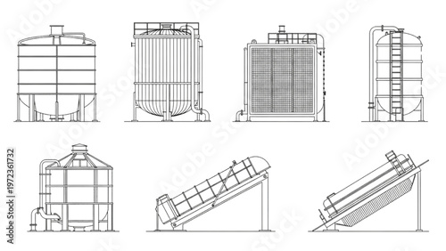 Industrial storage tanks and silos for various applications detailed drawings