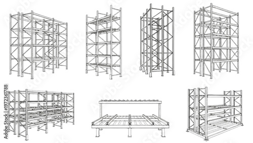 Structural concept outlines for diverse industrial warehouse storage systems collection