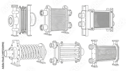 Different Types of Heat Exchanger Equipment Illustrations