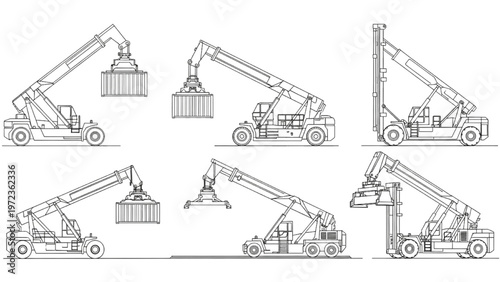 Industrial container handling machines in different configurations