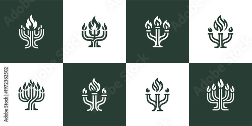 Candelabra Flame Light Icon Set