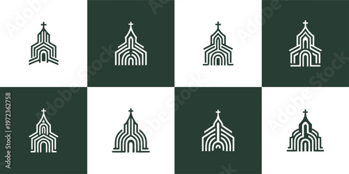 Minimalist Church and Chapel Line Icons