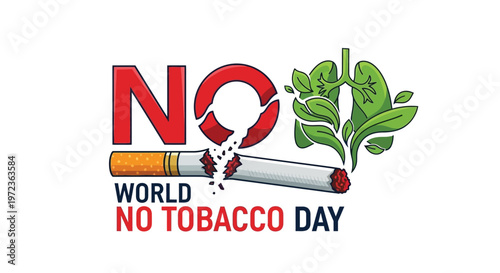 No tobacco a cigarette breaking apart with plant growth emerging