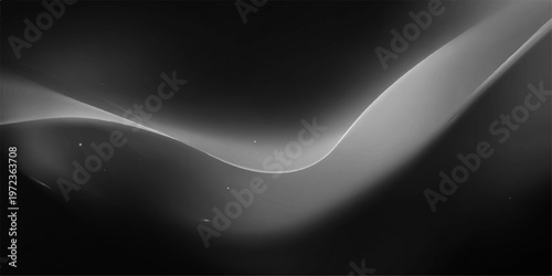 Elegant abstract design features a smooth, undulating wave of light, casting soft shadows across a dark background, evoking a sense of tranquility and ethereal beauty.
