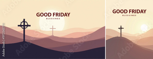 Elegant Good friday with cross background, Good friday holy week background for banner and social meida template