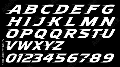 Futuristic Speed Font with Motion Effect and Numbers