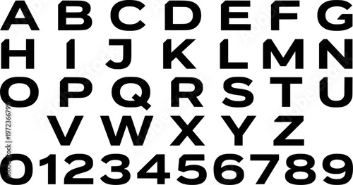 Set of Alphabet Letters and Numbers on a White Background