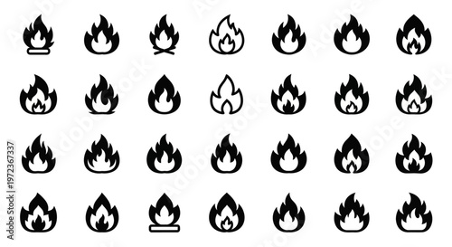 Collection of various flame icons.
