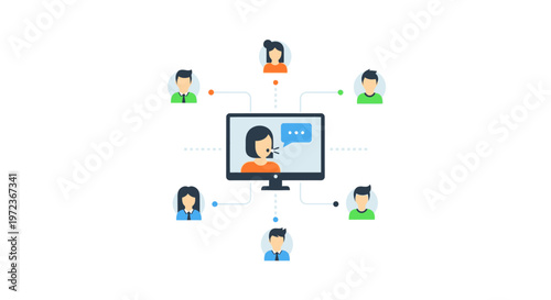 People connected online via computer screen.