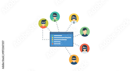 People connected to a computer.