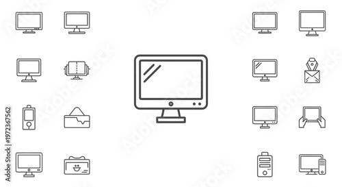 Computer monitor with various icons.