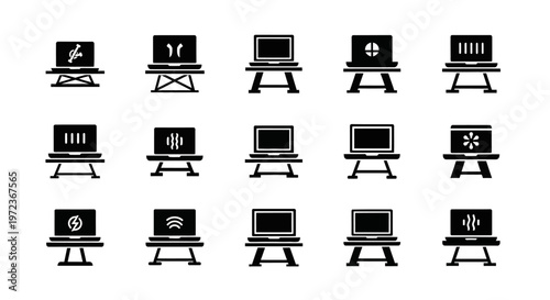 Computer monitors with various symbols.
