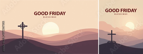Elegant Good friday with cross background, Good friday holy week background for banner and social meida template