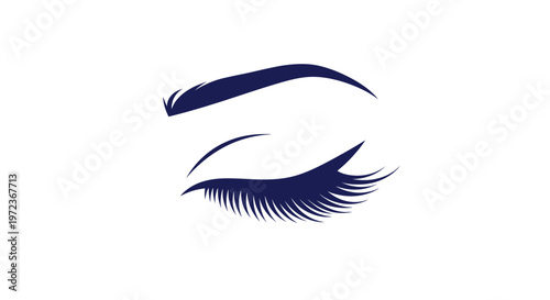 Elegant Eye Makeup: Closed Eyelid with Mascara and Eyebrow Outline