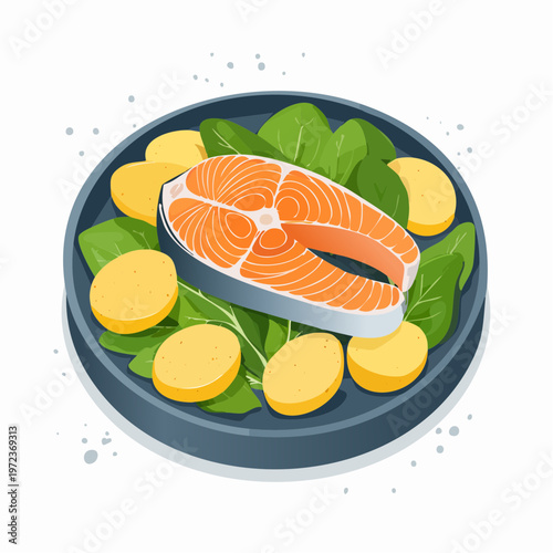 Lachs mit Spinat und Kartoffeln