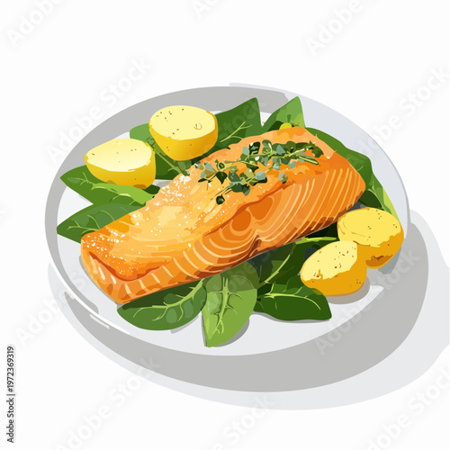 Lachs mit Spinat und Kartoffeln