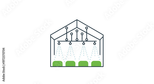 Greenhouse with irrigation system inside.