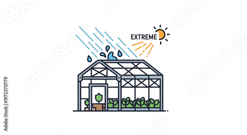 Greenhouse with plants and roof.