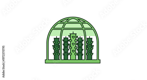 Greenhouse with plants inside structure.