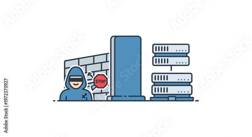 Hacker in blue hoodie cybercrime concept.