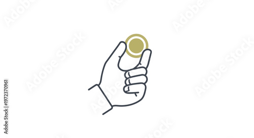 Hand holding a small coin.