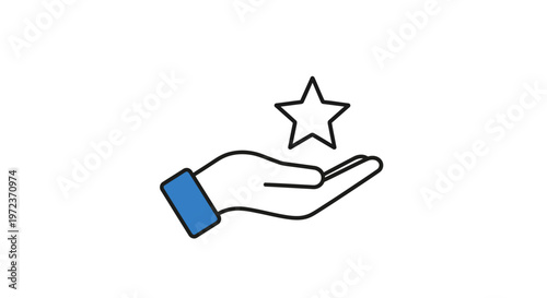 Hand holding a star symbol.