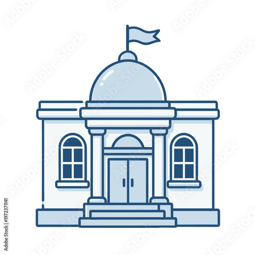 Government Building Vector Icon with Flag