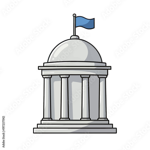 Government Building Vector Icon with Flag