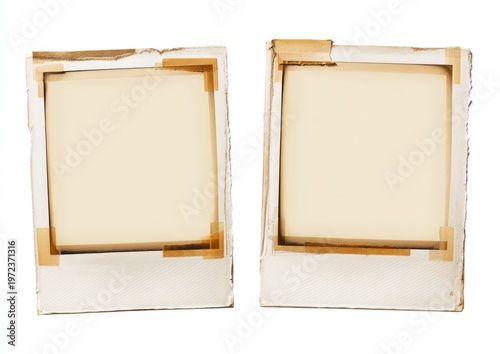 Two vintage instant film frames with blank cream-colored photos.