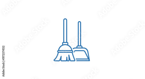 Broom and dustpan cleaning tools.
