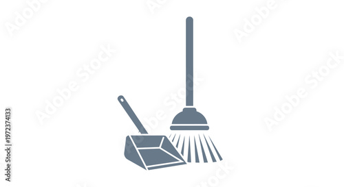Broom and dustpan cleaning tools.