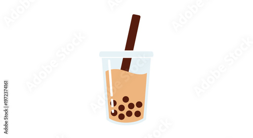 Brown bubble tea with straw.