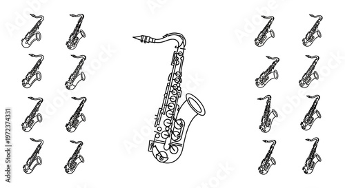 Saxophone musical instrument in illustration.