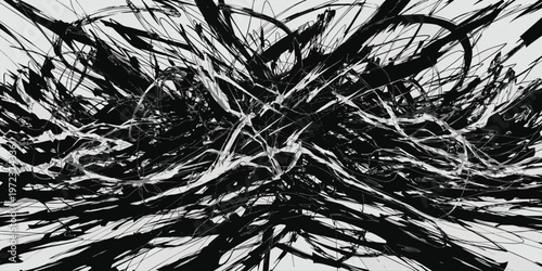 Title abstract expressionism chaotic black and white brushstrokes create intense visual texture description this black and white abstract artwork features dynamic energetic