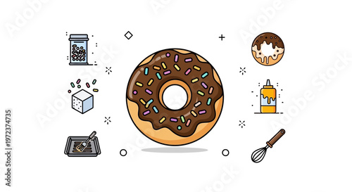 Chocolate Donut with Brown Sprinkles Sweet.