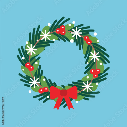 Christmas Wreath with Red Bow Decorations 1.