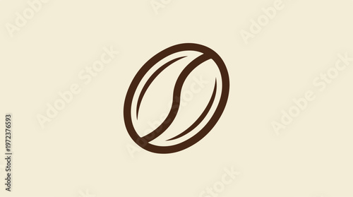 Simple coffee bean illustration on a light beige background for design.