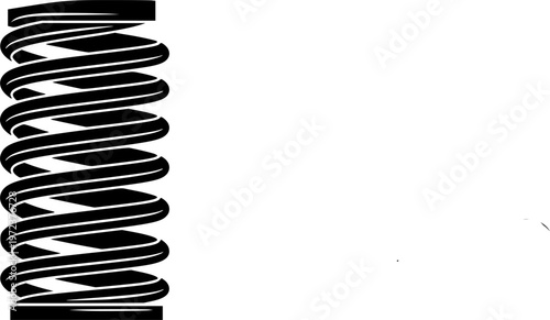 Industrial engineering machine parts and mechanical hardware icon set featuring simple black silhouettes of a coil spring and linkage mechanism – Black and White Vector Illustration