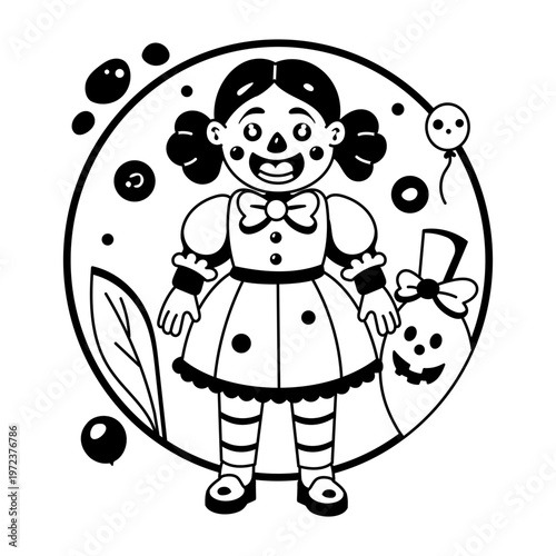 A glyph illustration of scary doll